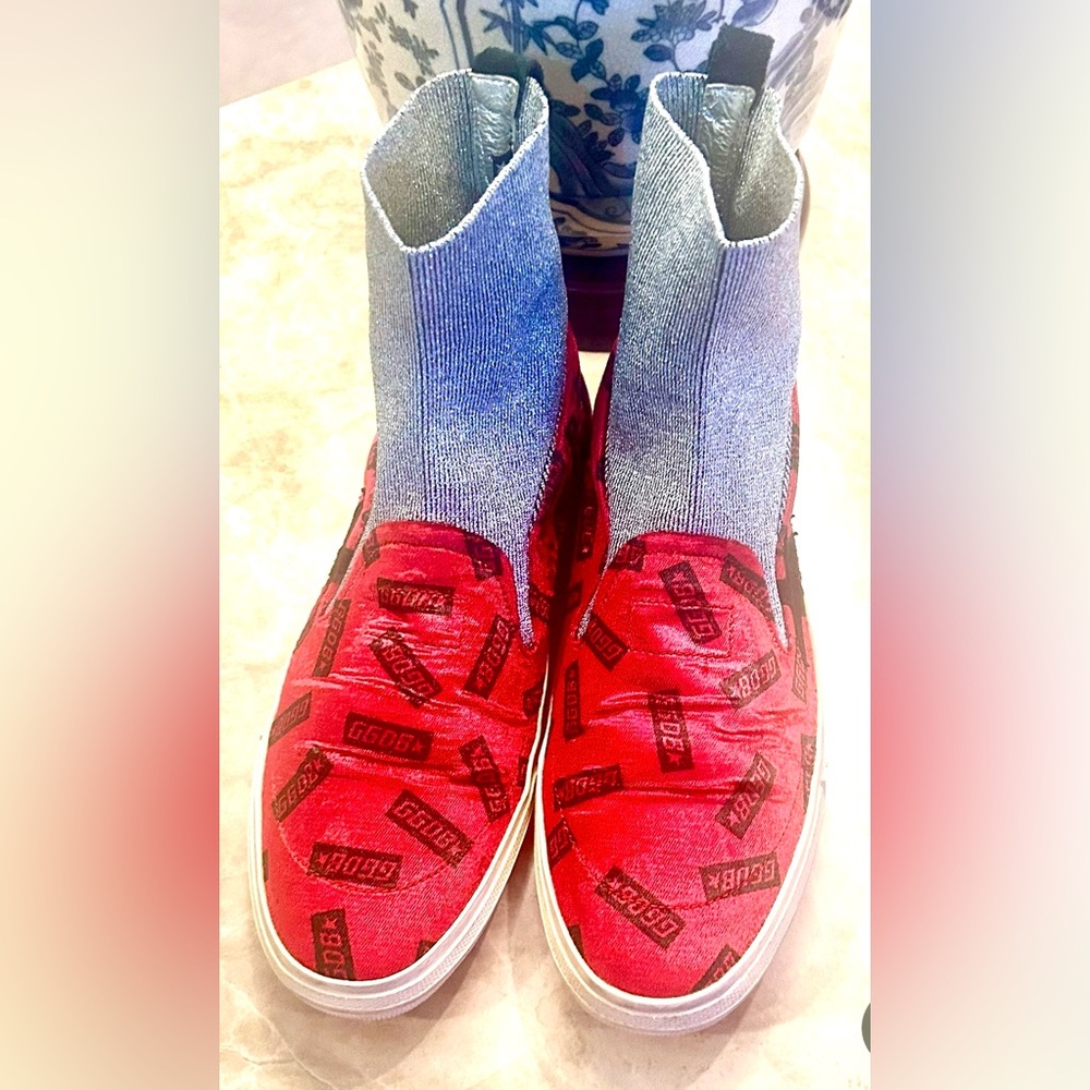 GOLDEN GOOSE DELUXE Red Velvet Pull On Socks Sneakers Size 8 fits 7.5 also - Picture 13 of 13